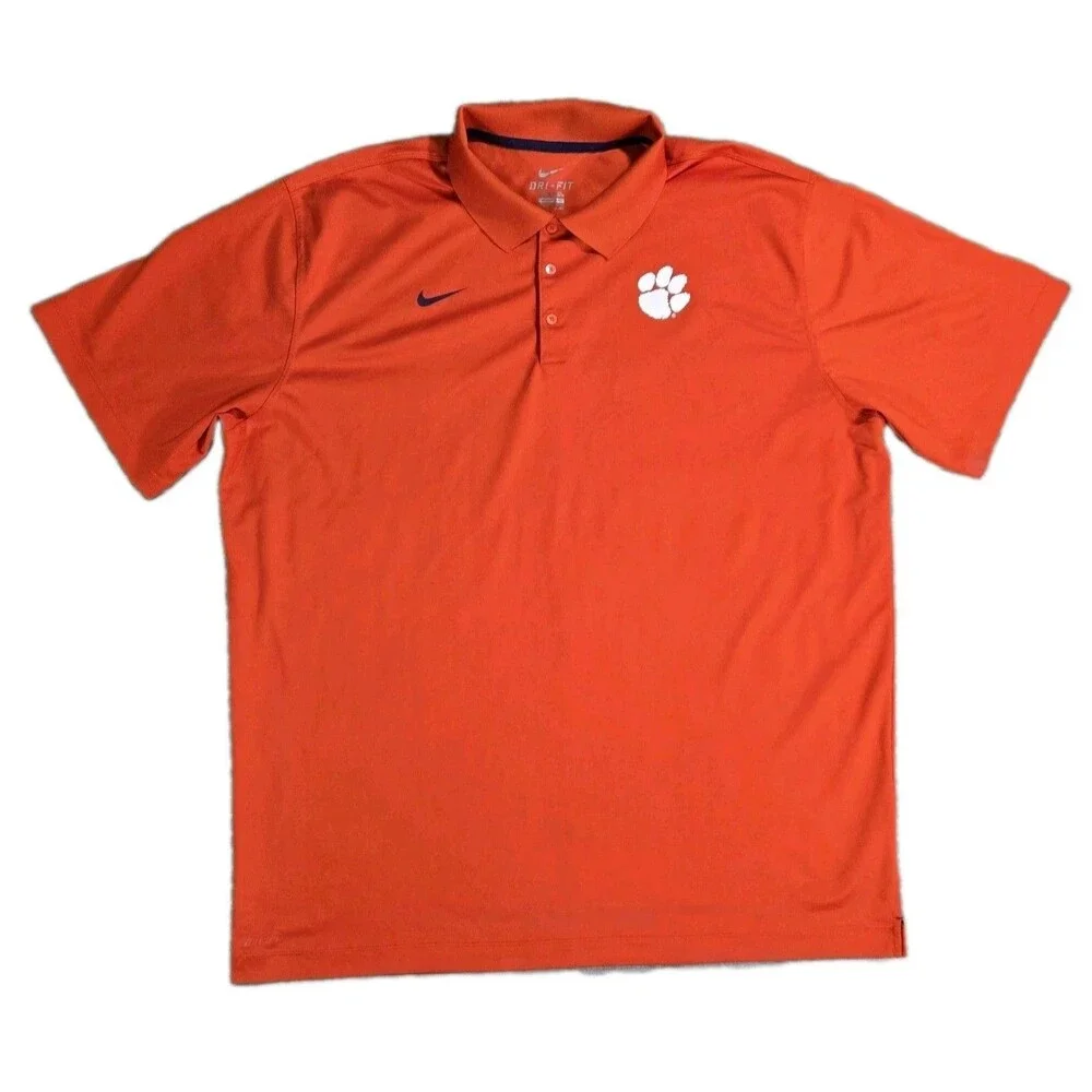 Mens Nike DriFIT Clemson Tigers Polo Shirt Orange 3XL  NCAA ACC